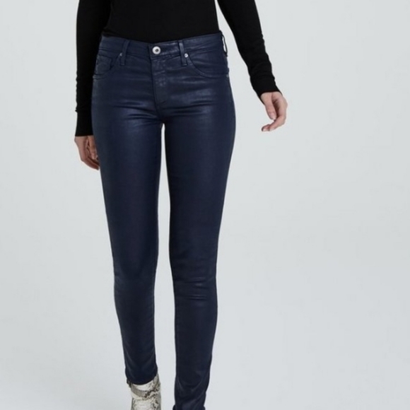 Ag Adriano Goldschmied Denim - AG Adriano Goldschmied Blue Leatherette Jeans 28